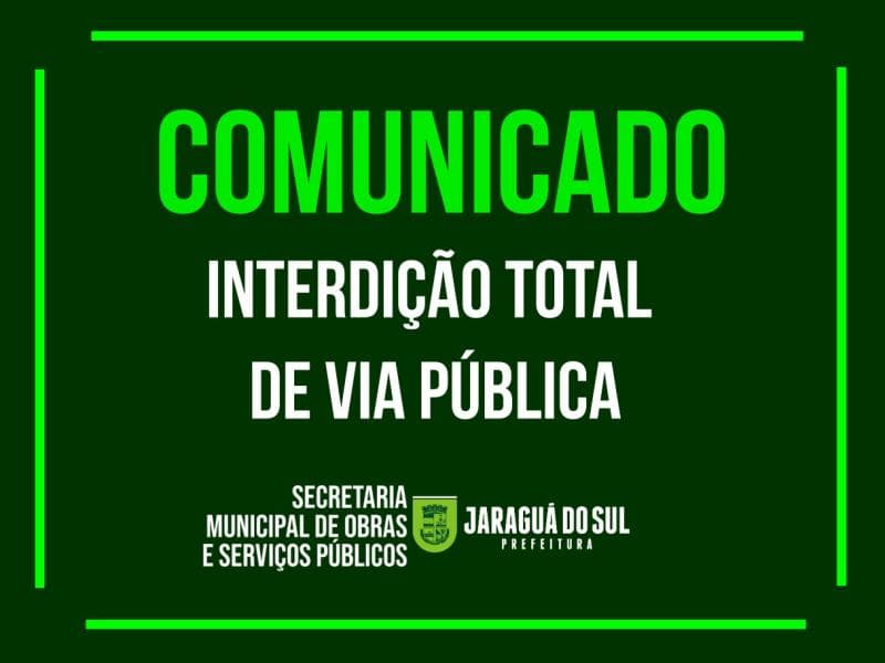 Interdição total na JGS 010 – Estrada Waldemar Gumz na quinta-feira (27)