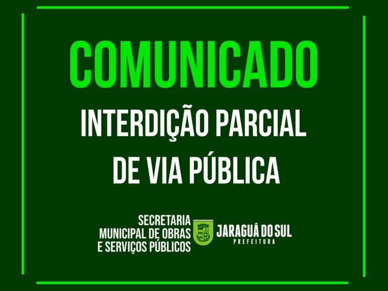 Interdição parcial de ruas em Jaraguá do Sul no sábado (17)